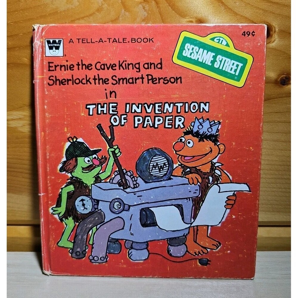 Whitman Tell-A-Tale:Ernie Cave King & Sherlock The Invention of Paper Sesame St.
